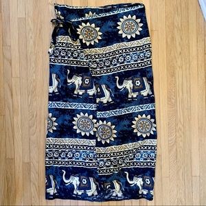 Elephant Print Maxi Wrap Beach Skirt